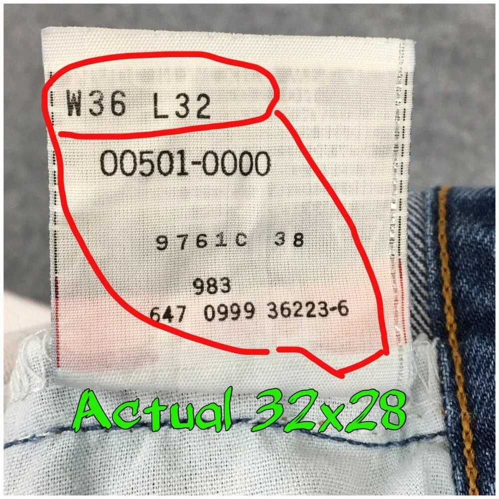 Vintage Levi's 501XX Mens Denim‎ Jeans Straight Size 32x28 (tagged 36x32)
